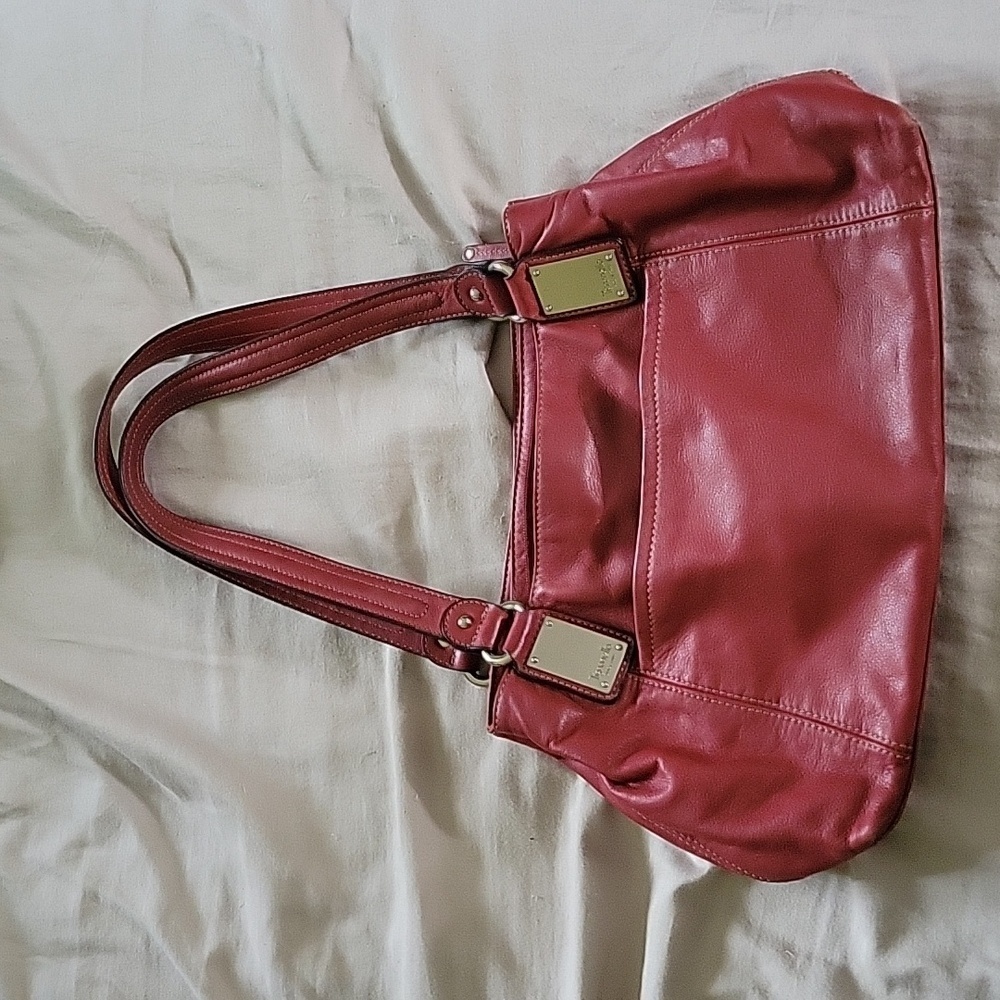 Tignanello Authentic Red Leather Shoulder Hobo Bag in Red